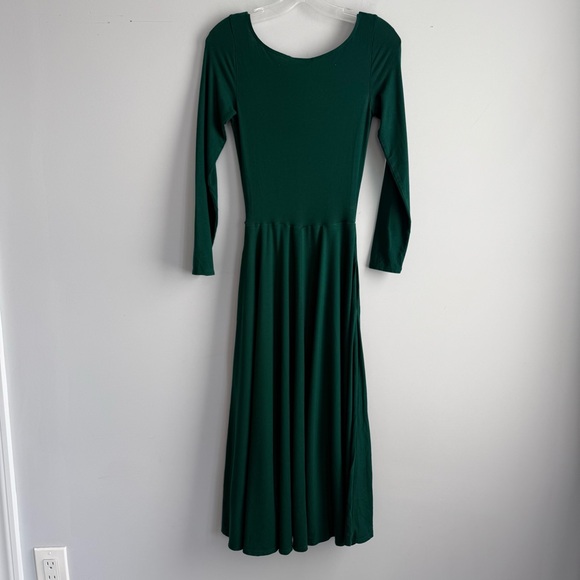 Reformation Lou Midi Dress Emerald Green XS Long Sleeve A Line Fit and Flare - Picture 10 of 16